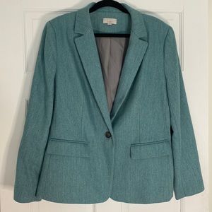Teal herringbone LOFT blazer